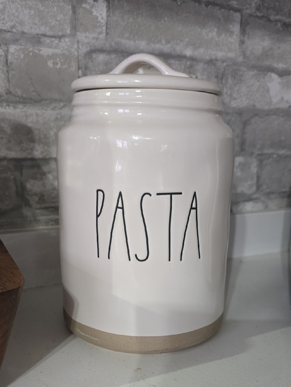 Rae Dunn Cream Ceramic 'PASTA' Canister with Lid